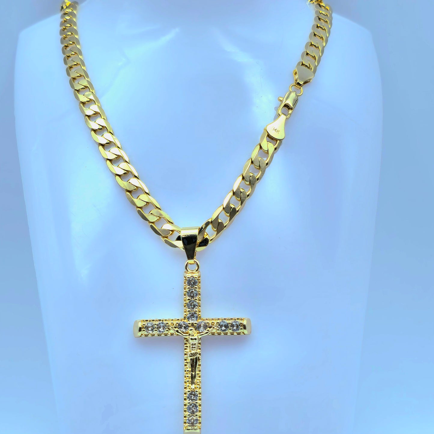 14K Gold-Plated Jesus Chain Cuban