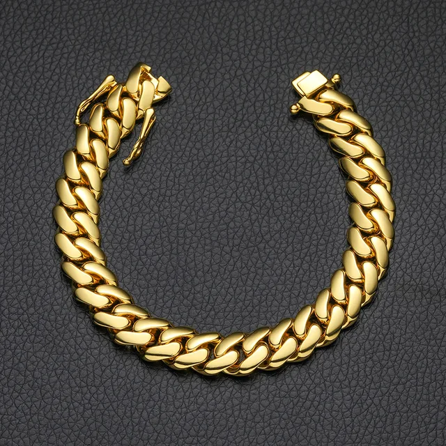 14K Gold Plated Cuban Link Chain and Bracelet Set