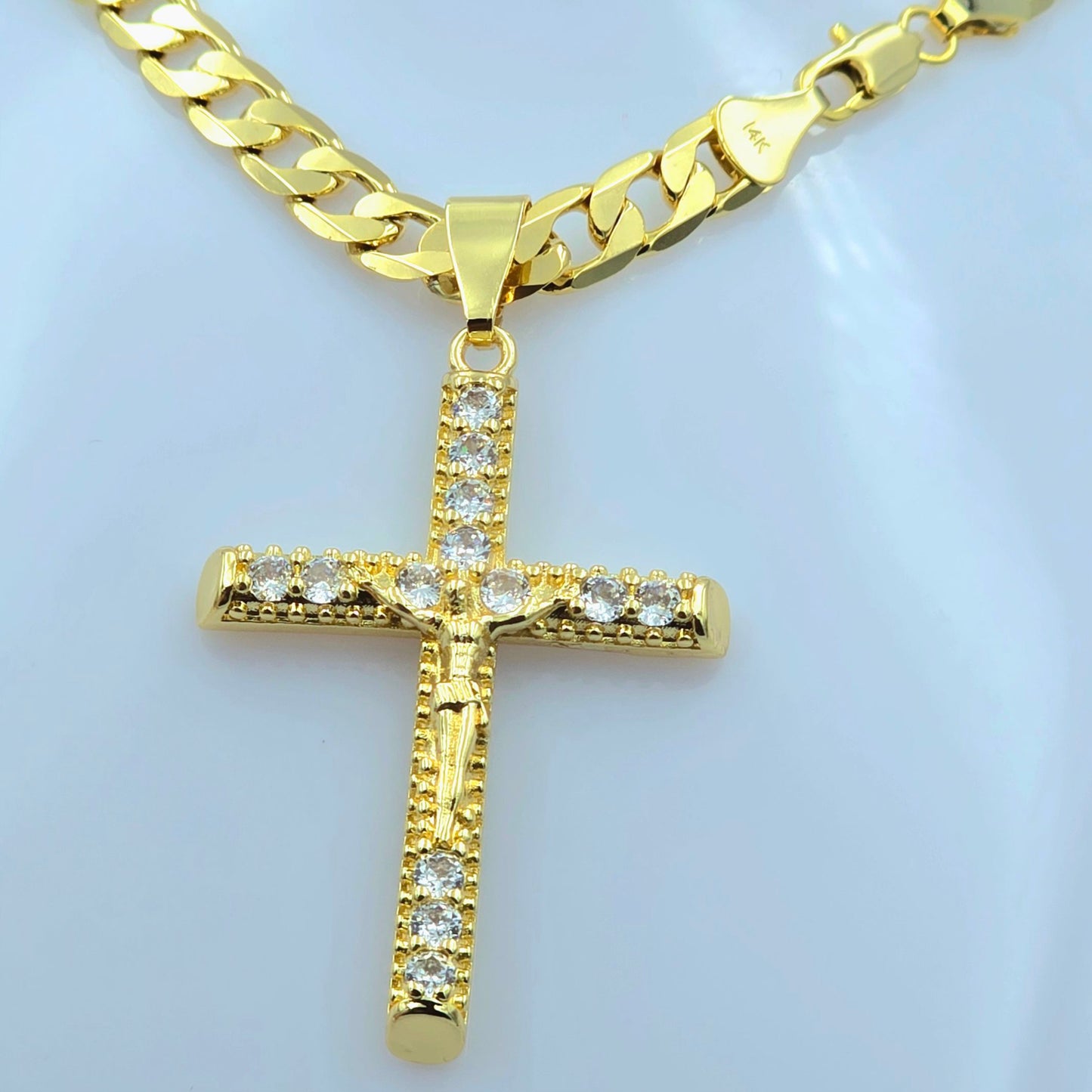 14K Gold-Plated Jesus Chain Cuban