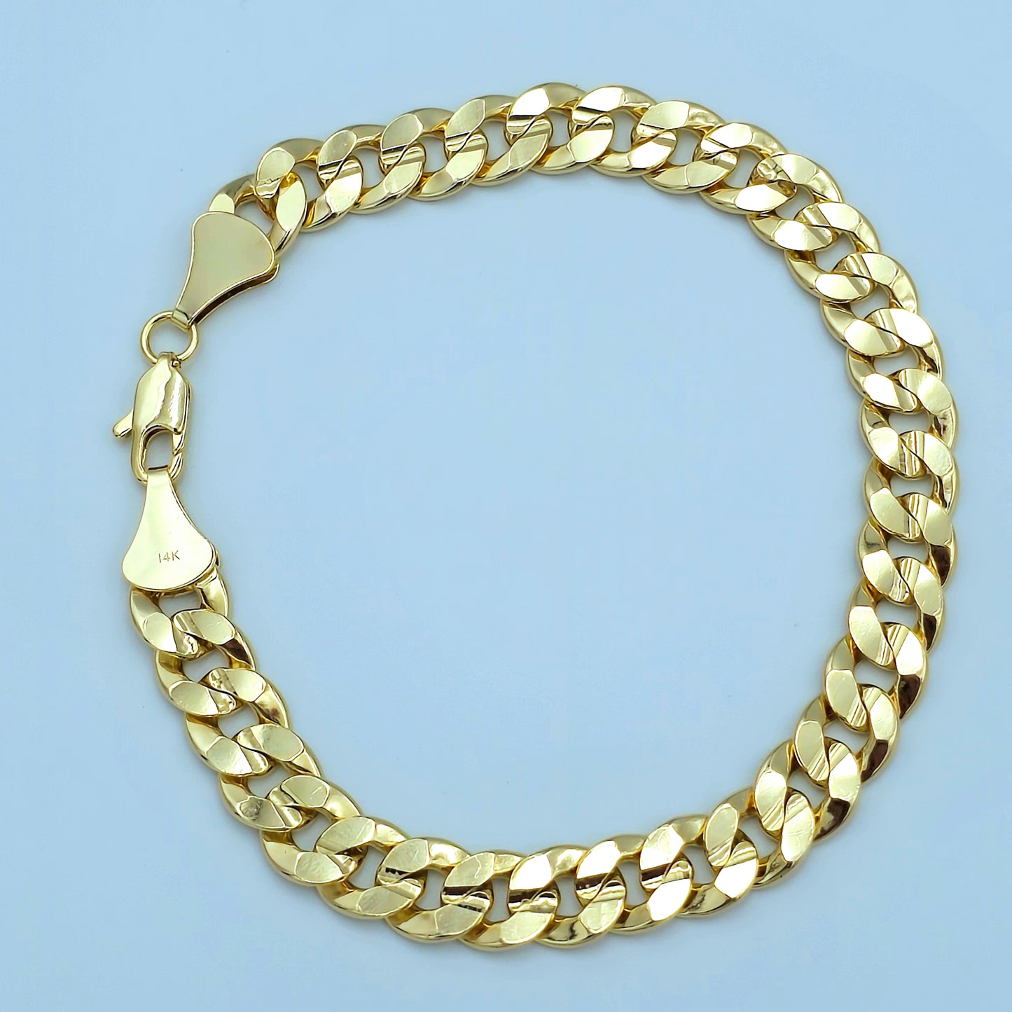 14K Gold-Plated Concave Bracelet - 8" Length